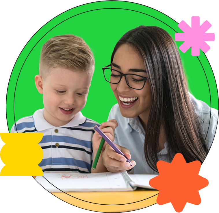 home banner image of a teacher with a child