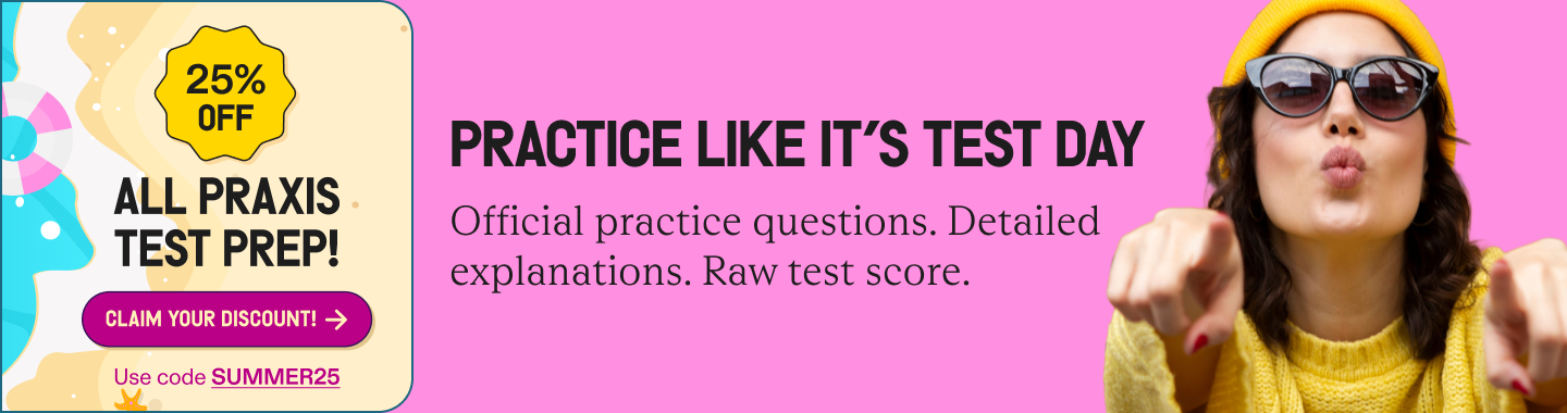 25% off praxis test prep