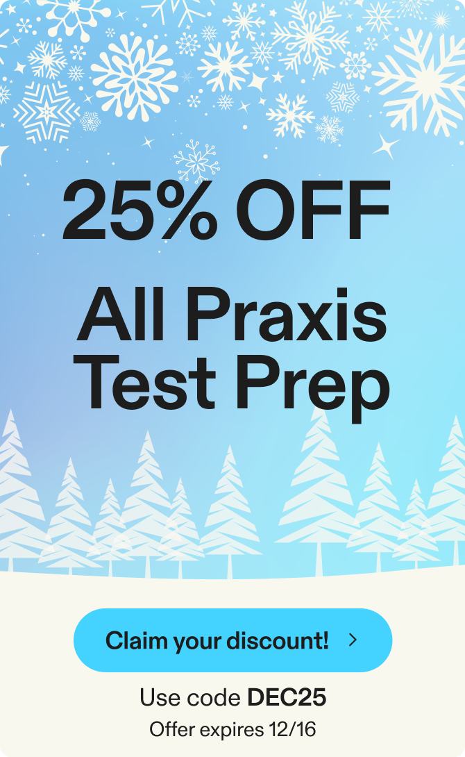 25% off praxis test prep