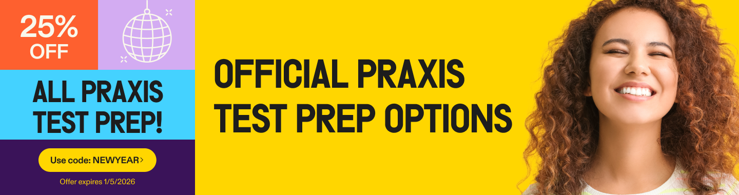25% off praxis test prep