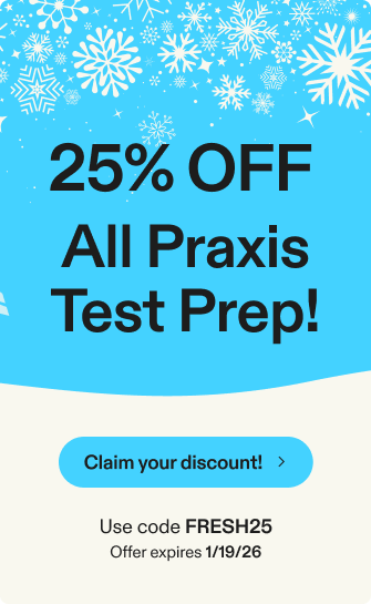 25% off praxis test prep
