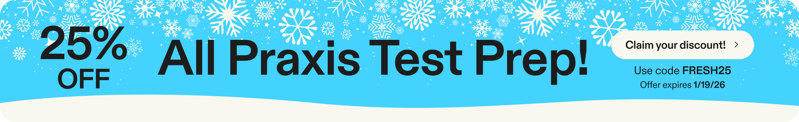 25% off praxis test prep