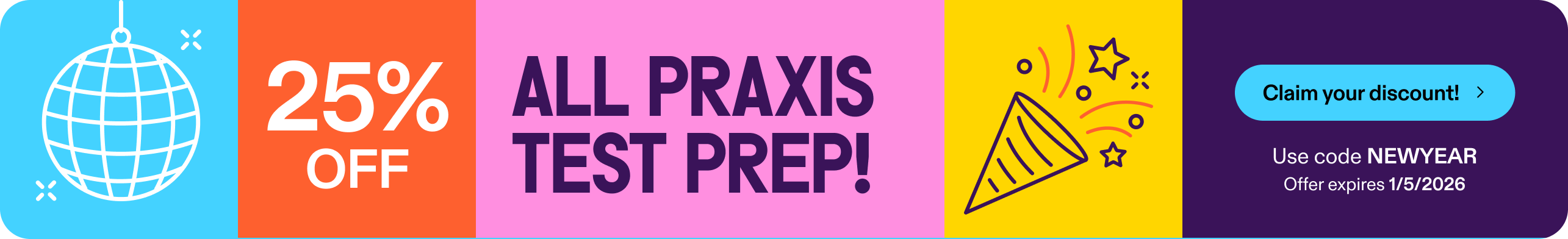 25% off praxis test prep