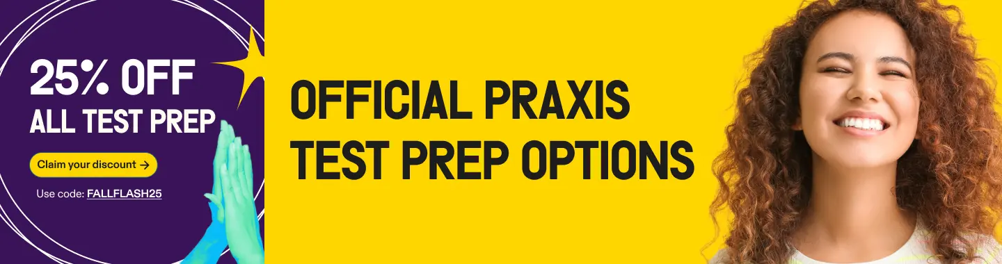 25% off praxis test prep