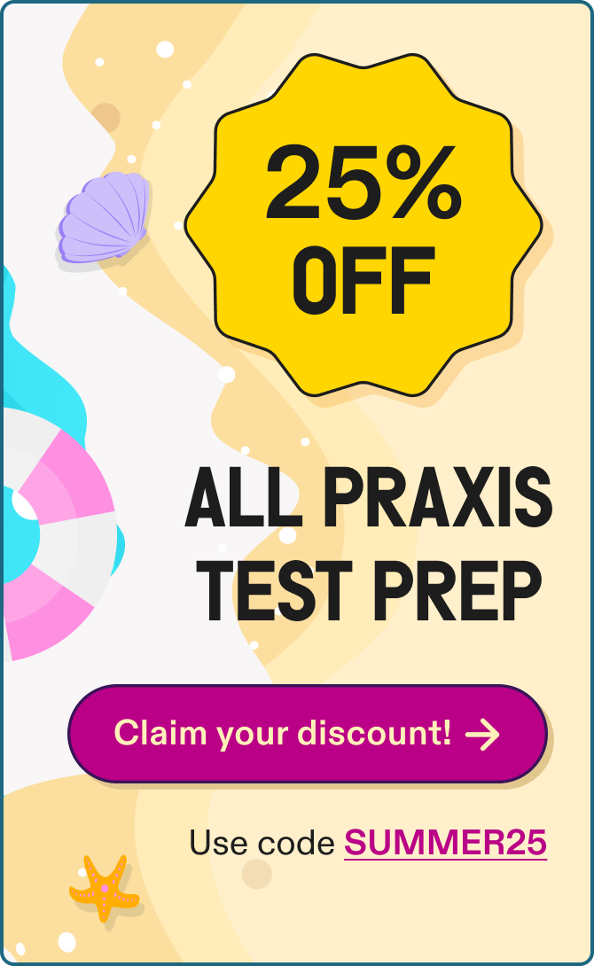 25% off praxis test prep