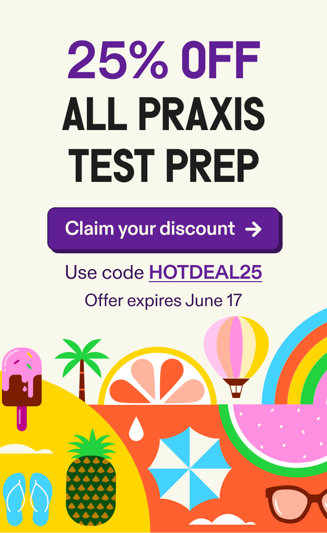 25% off praxis test prep