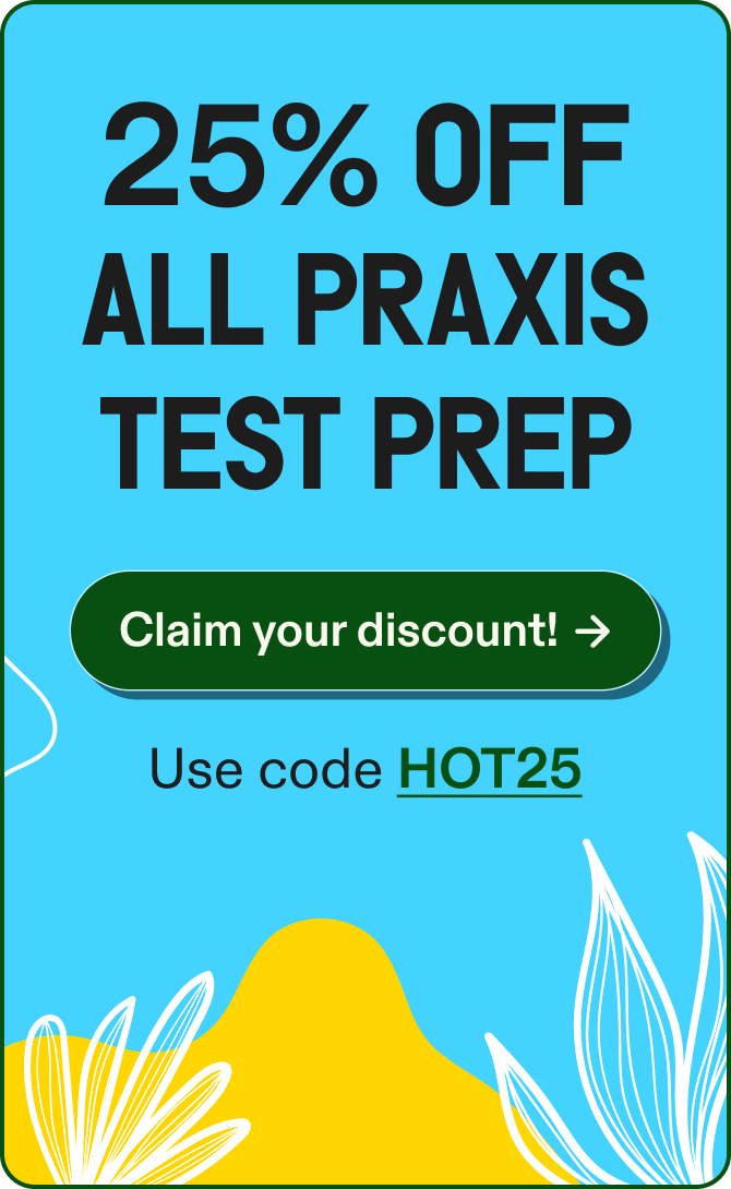 25% off praxis test prep